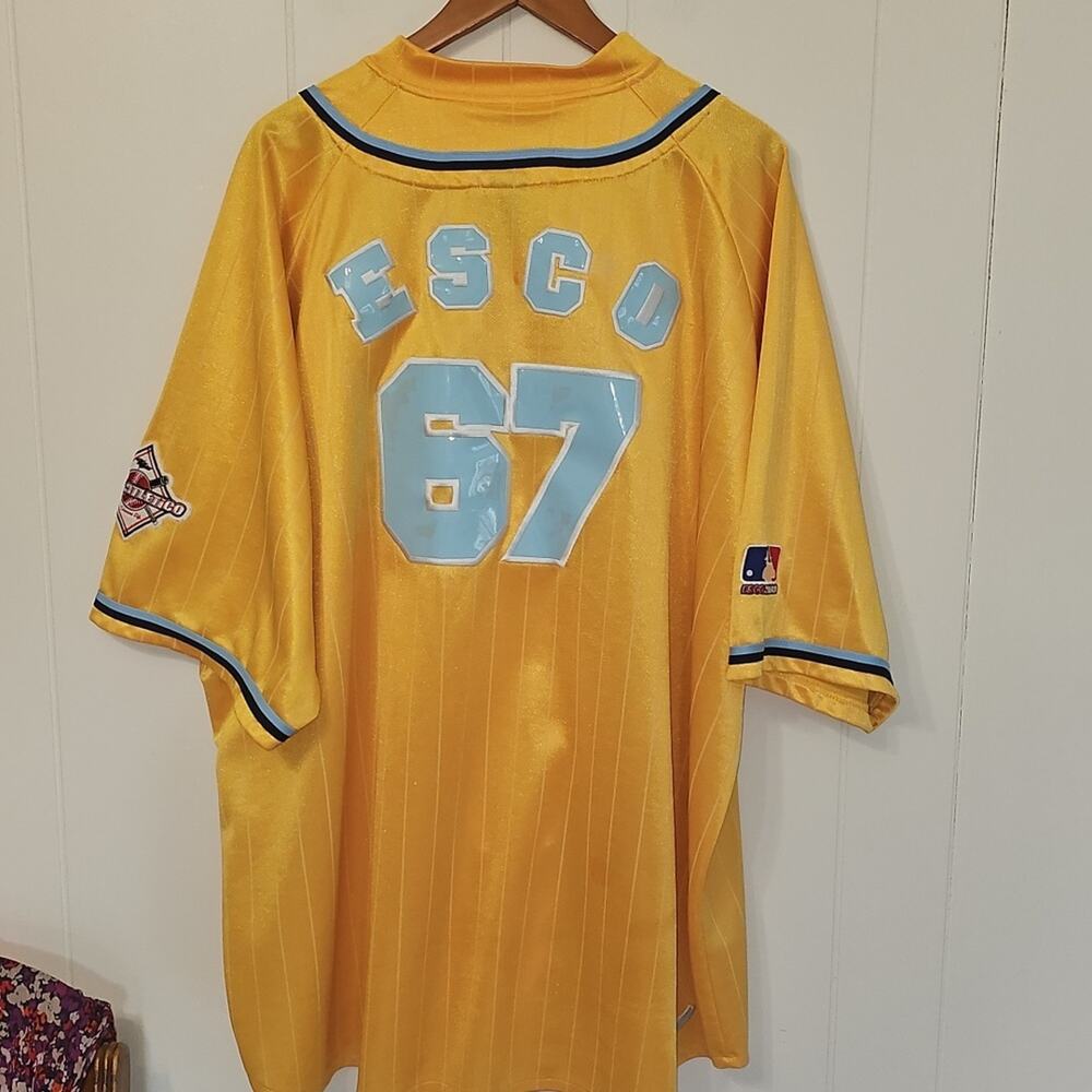VTG AthletiCo ESCO Gold Yankees Striped Baseball Jersey Mens 3XL Streetwear READ